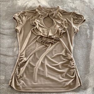 Olive/tan colored ruffled blouse